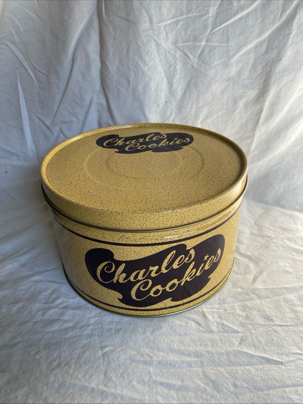 Vintage Charles Cookies Mussers Tin Can Decorative Canister Lid Excellent Condi
